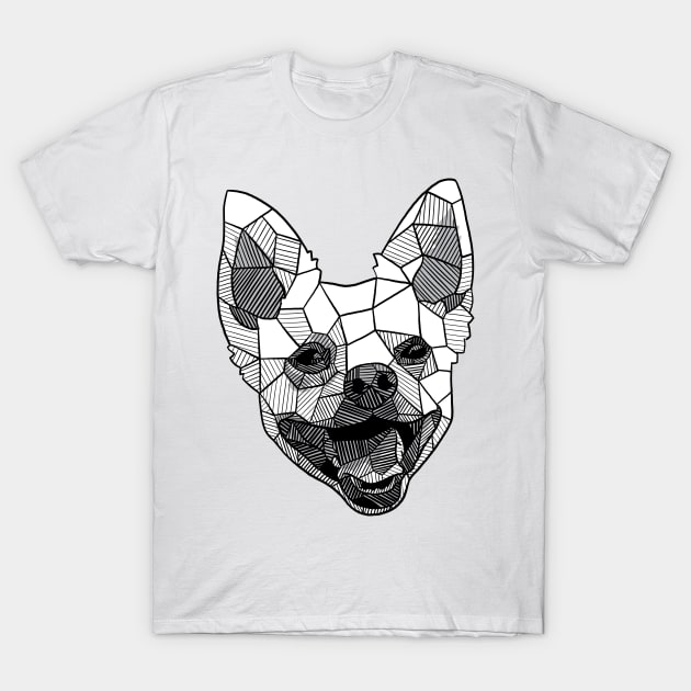 Cute Happy Mutt Geometric Sketch T-Shirt by polliadesign